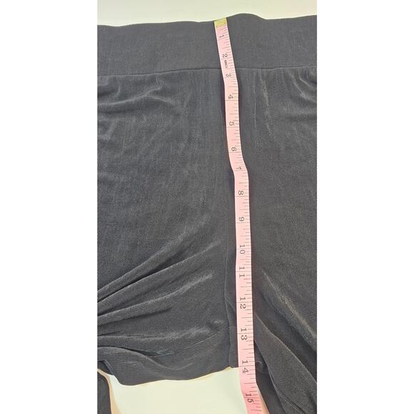 Chicos 2 (L) acetate pull on slinky gaucho wide leg crop pants black stretch - Picture 6 of 8